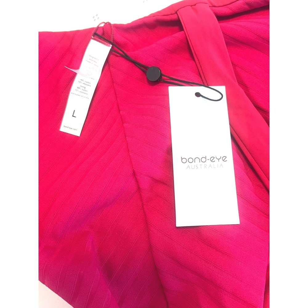 BOND-EYE Australia One Piece Swimsuit L Square Neckline Raspberry Ribbed NWT - Picture 4 of 6